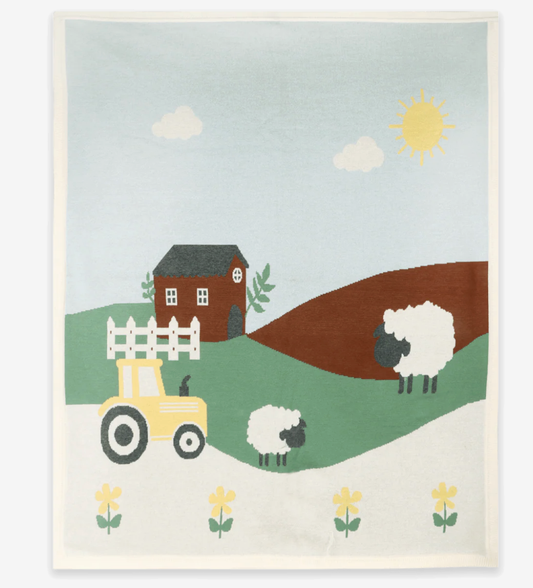 Viverano Sunny Farm Organic Jacquard Knit Baby Blanket