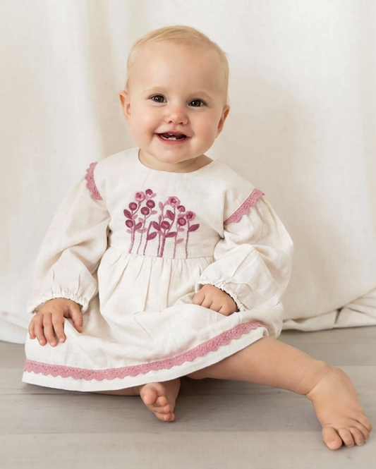Viverano Colette Embroidered Baby Dress & Bloomer Set