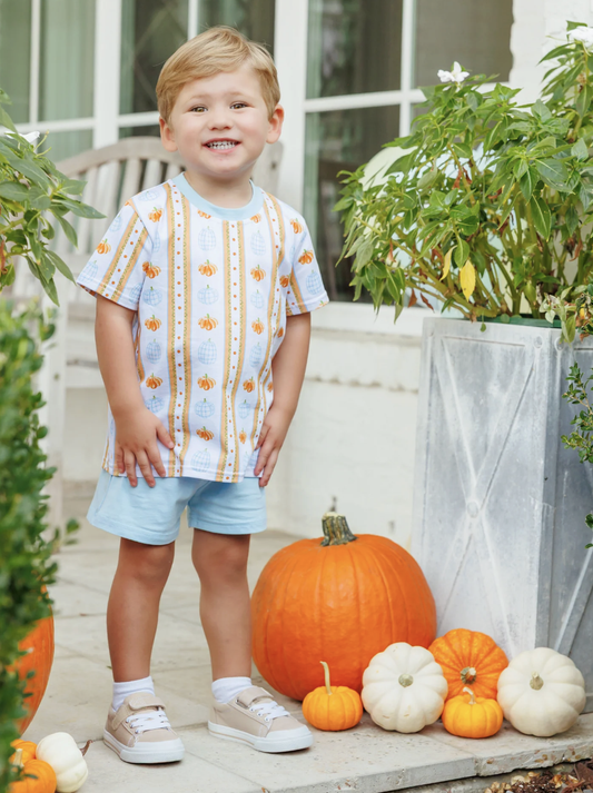 Trotter Street Kids Pumpkin Patch Short Set