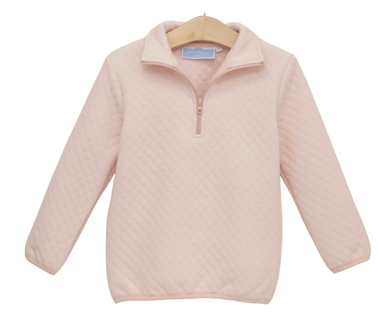 Trotter Street Kids 1/4 Zip Quilted Pullover - Lt Pink