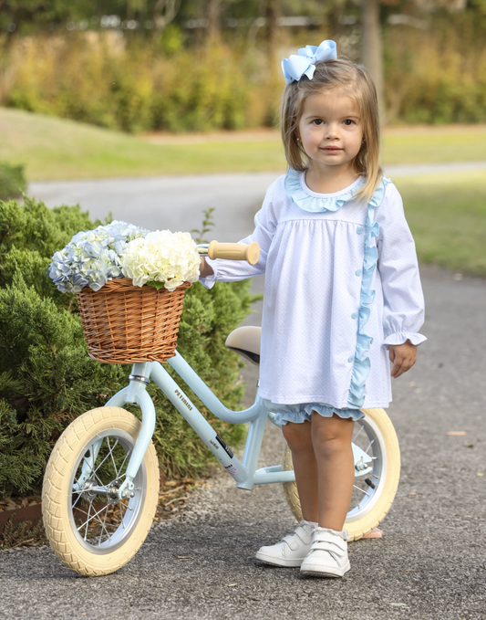 Trotter Street Kids Lucille Bloomer Set - Lt Blue Bitty Dot