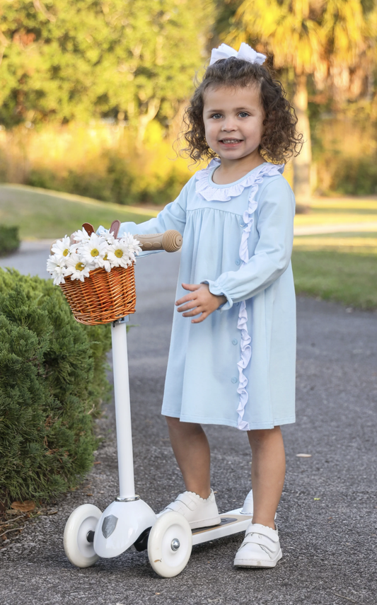 Trotter Street Kids Lucille Dress - Lt Blue Bitty Dot