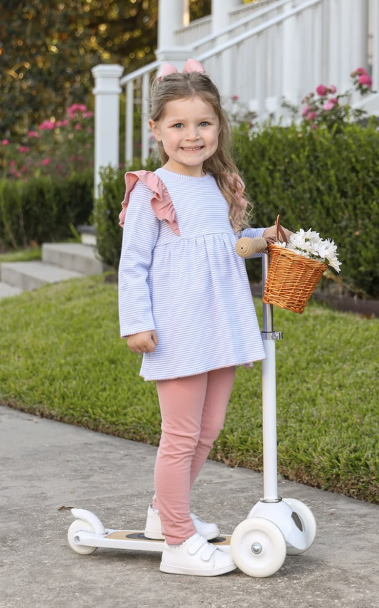 Trotter Street Kids Madison Pant Set - Dusty Blue Stripe/Mauve