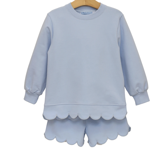 Trotter Street Kids Sophia Scalloped Set - Lt Blue