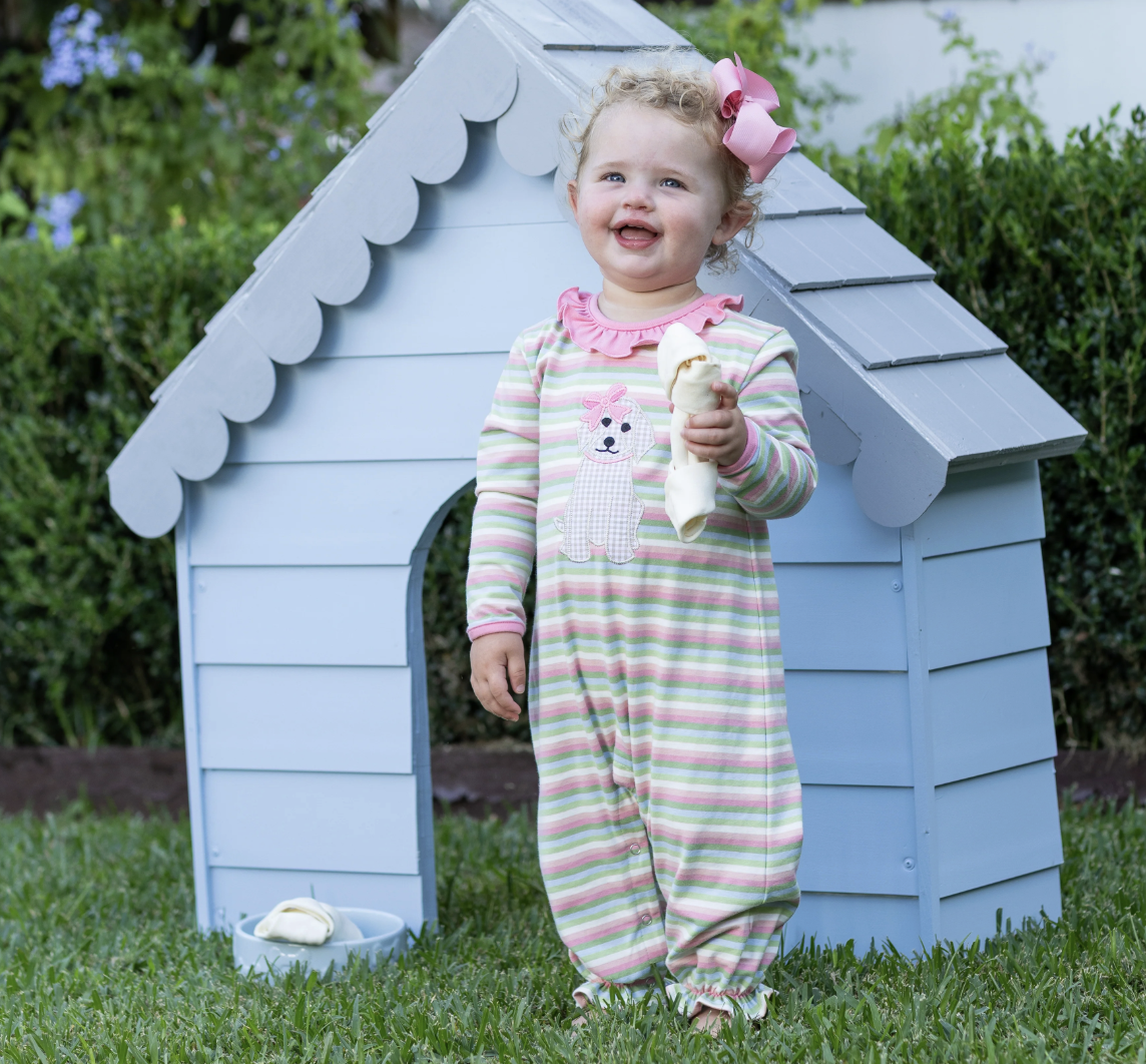 Trotter Street Kids Puppy Ruffle Romper - Girls