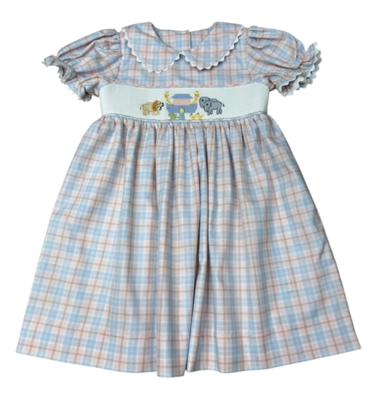 Three Sisters Noah's Ark Smocked Dress