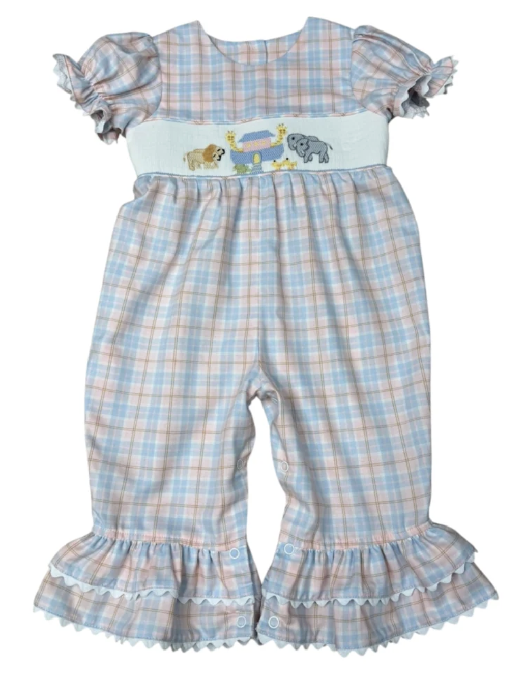 Three Sisters Noah's Ark Smocked Gabby Romper