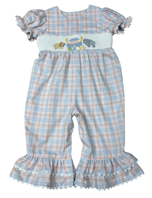 Three Sisters Noah's Ark Smocked Gabby Romper