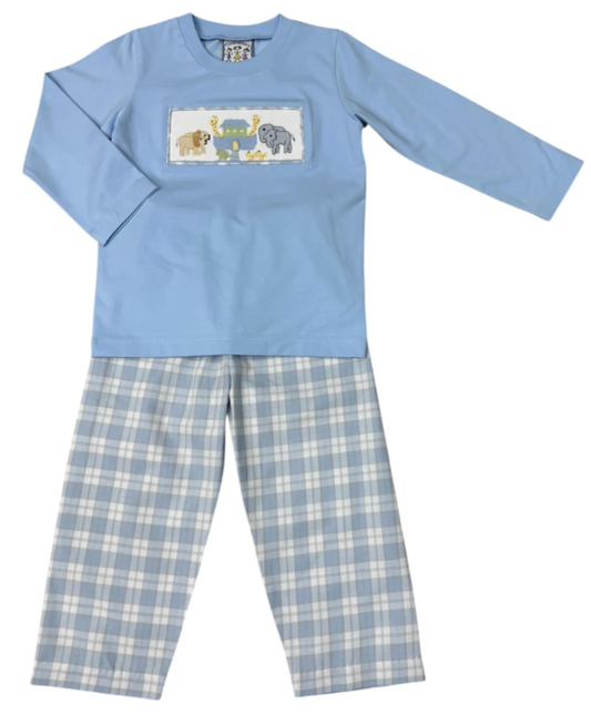 Three Sisters Noah's Ark Smocked Boys Pant Set