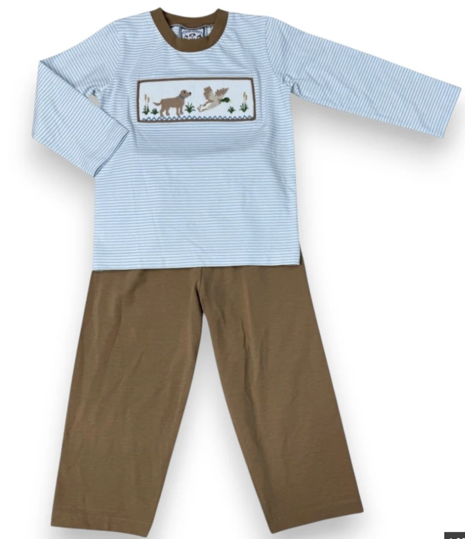 Three Sisters Duck Hunt Smocked Boys Pant Set
