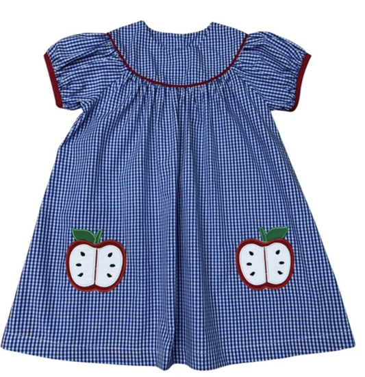 Delaney Applique Apple Pockets Dress
