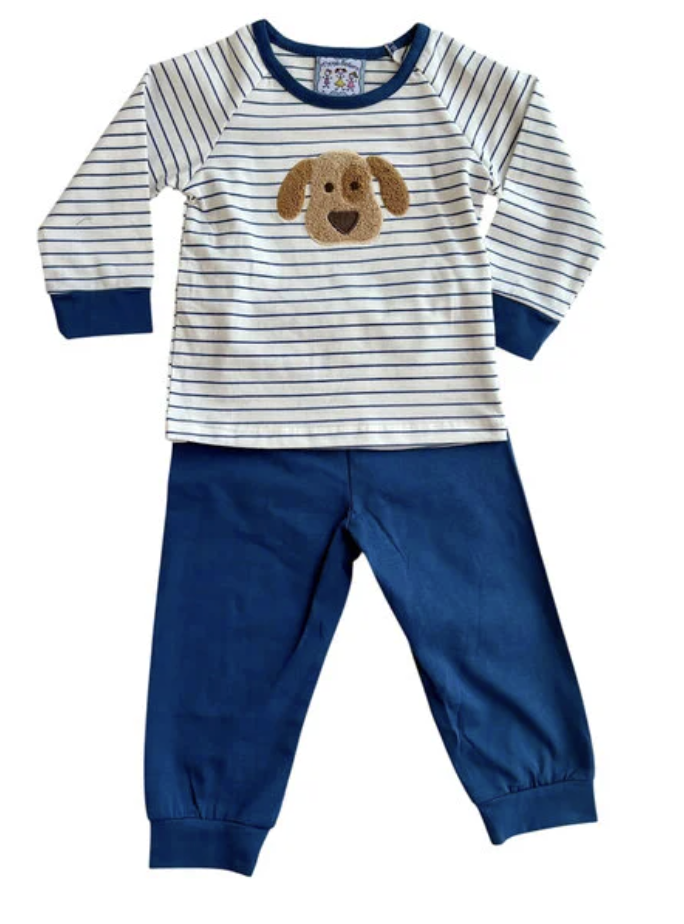 Three Sisters Puppy Applique Jogger Set - Boys