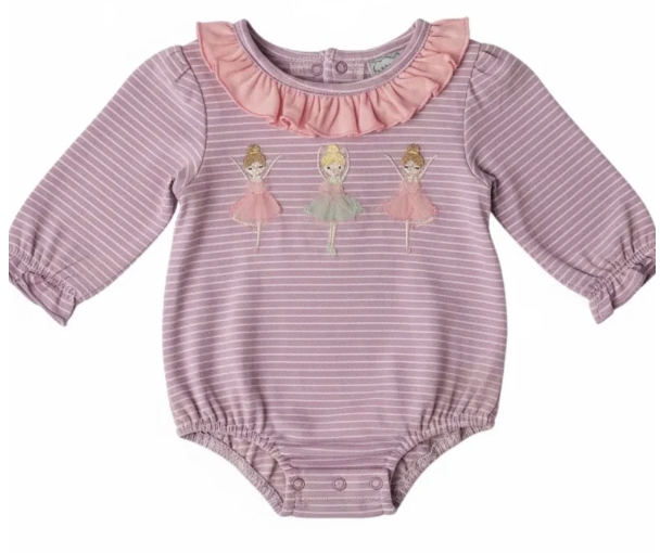 Three Sisters  Ballerina Applique L/S Bubble