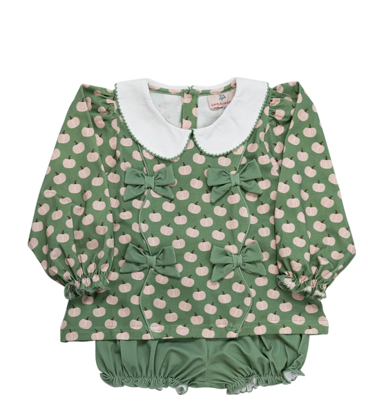 Smockingbird Sage Green Pumpkin Bloomer Set