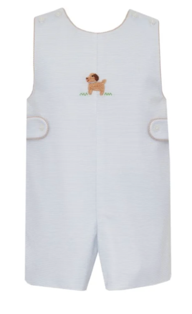 Petit Bebe Lt Blue Knit Stripe  Short Jon Jon