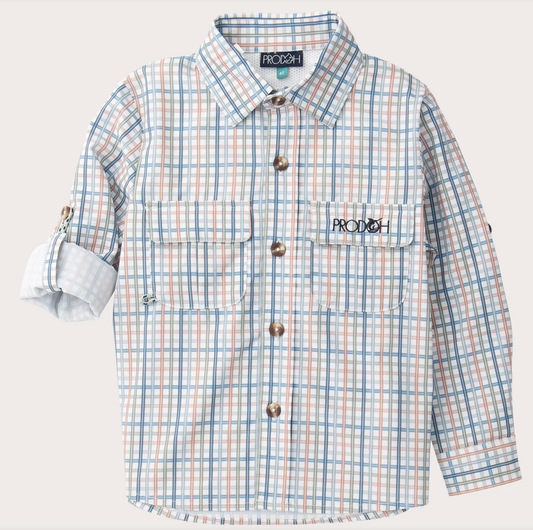 Prodoh Founders LS Fishing Shirt Arona Sullivans Island Plaid