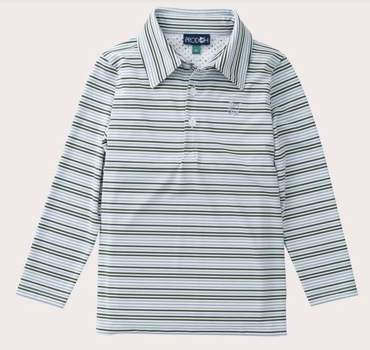 Prodoh LS Pro Performance Polo Arona Camping Green Stripe
