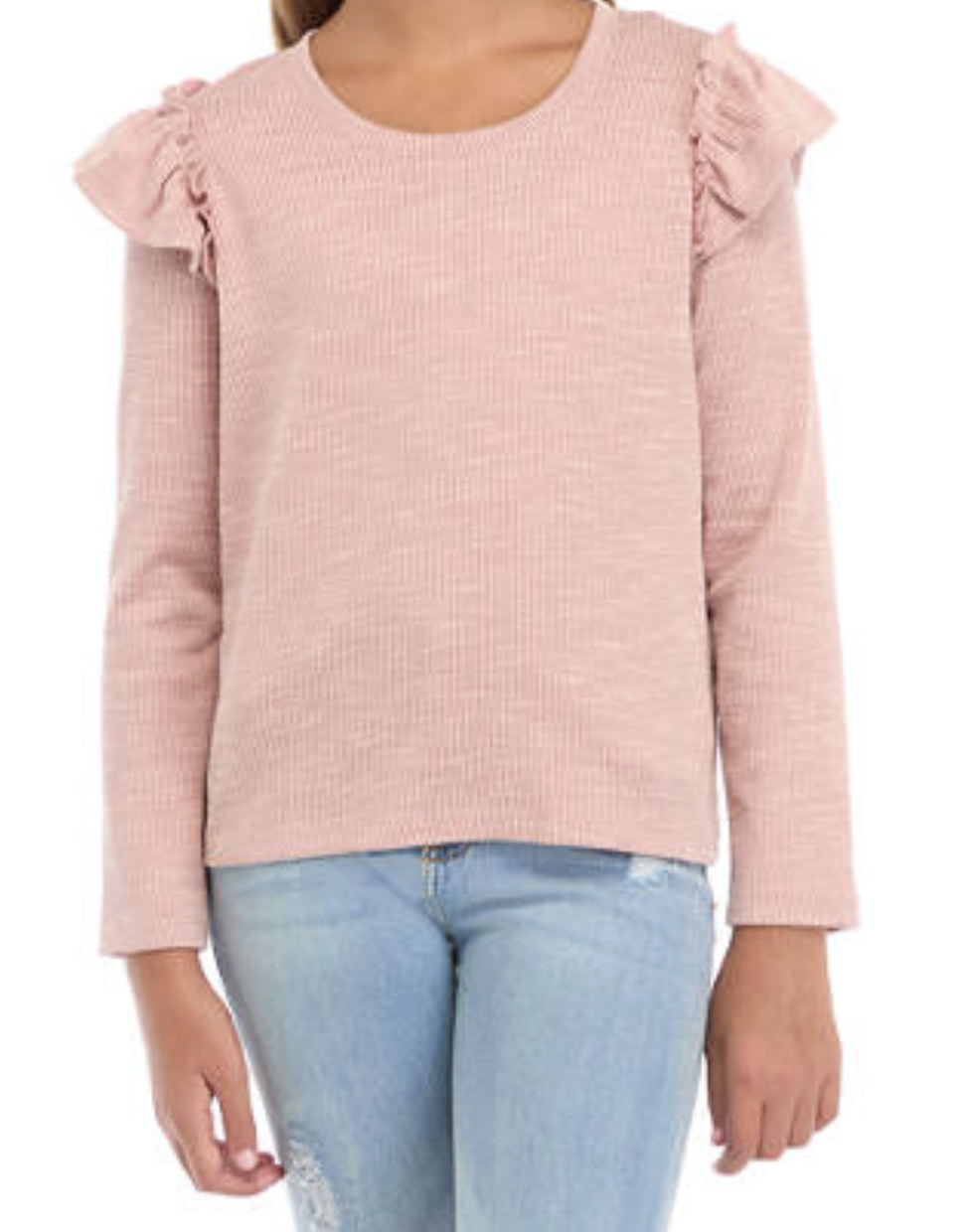 Hayden Girl Marled Textured Scoop Neck Top - Mauve