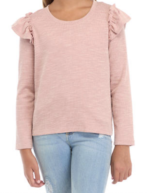 Hayden Girl Marled Textured Scoop Neck Top - Mauve