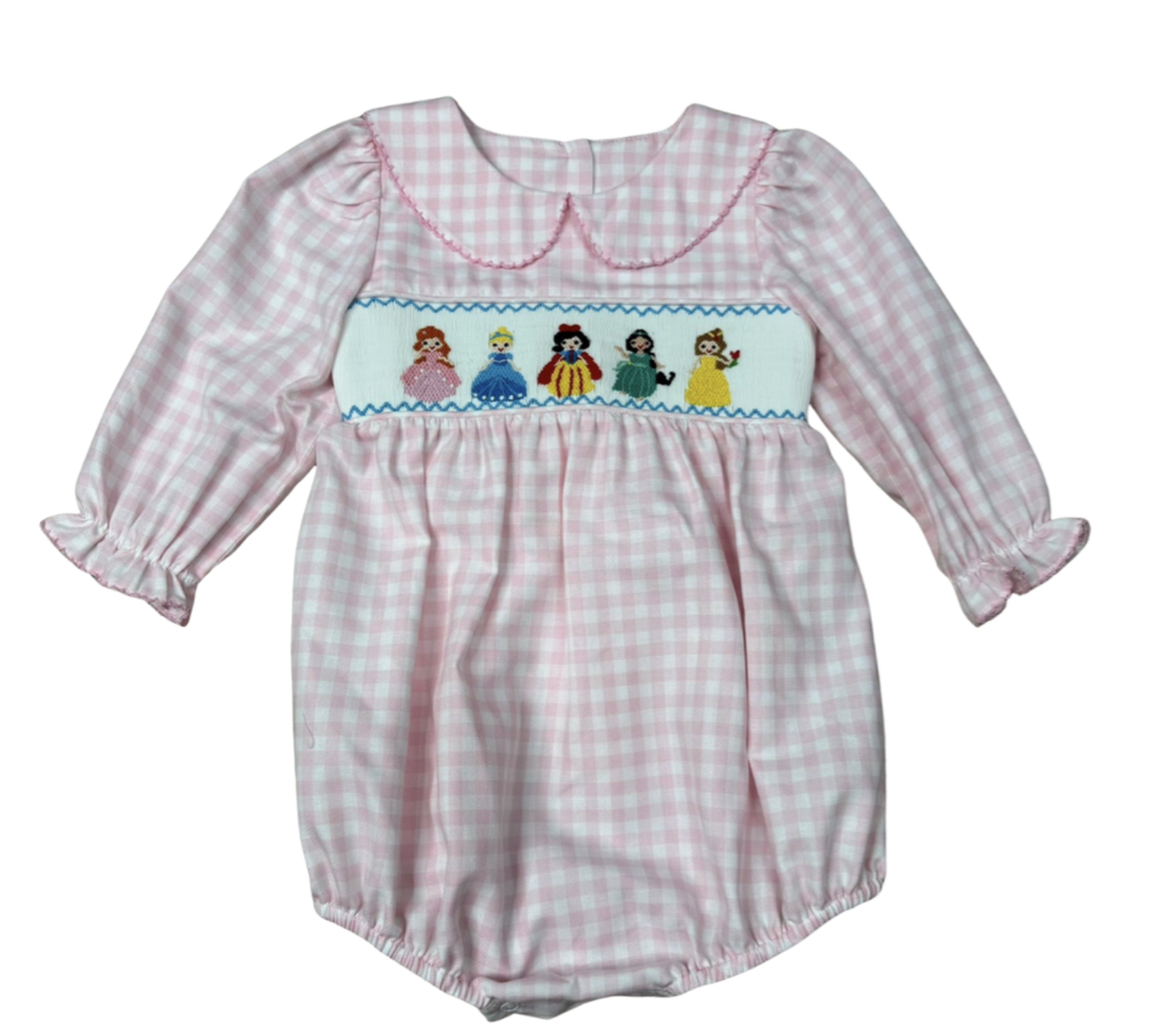 Delaney Pink/White Check SS Smocked Princess Bubble