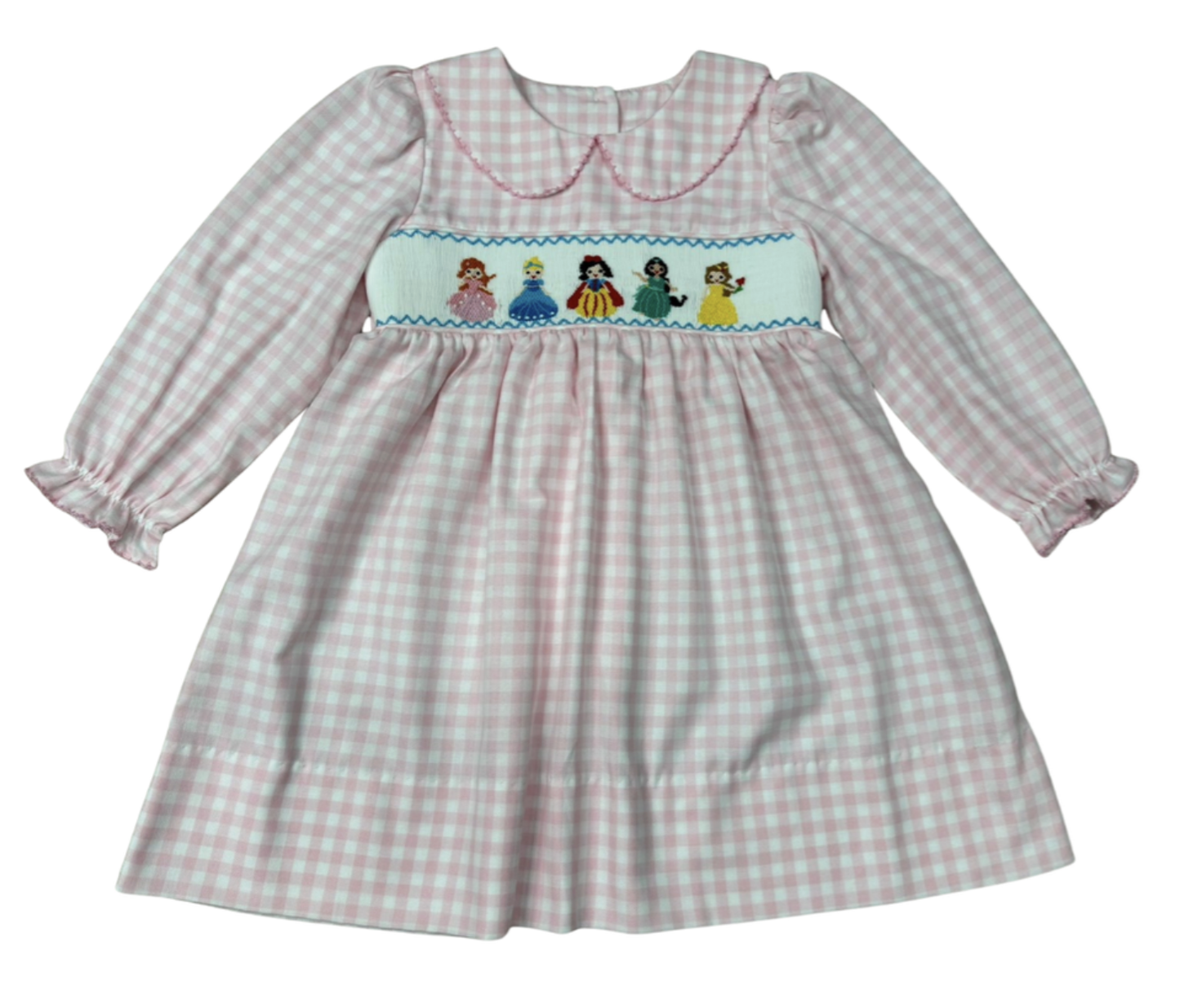 Delaney Pink/White Check SS Smocked Princess Dress