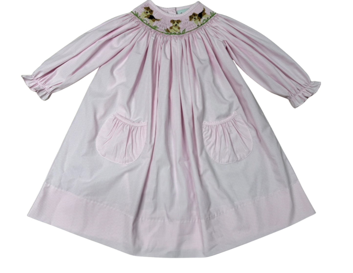 Delaney Smocked Puppy Love LS Bishop Dress