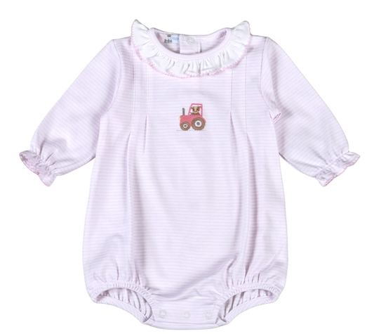 Baby Loren Pink Baby Tractor Pima Bubble