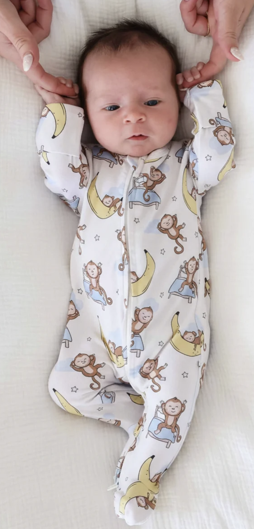 Caden Lane Monkey See, Monkey Snooze Zipper Footie