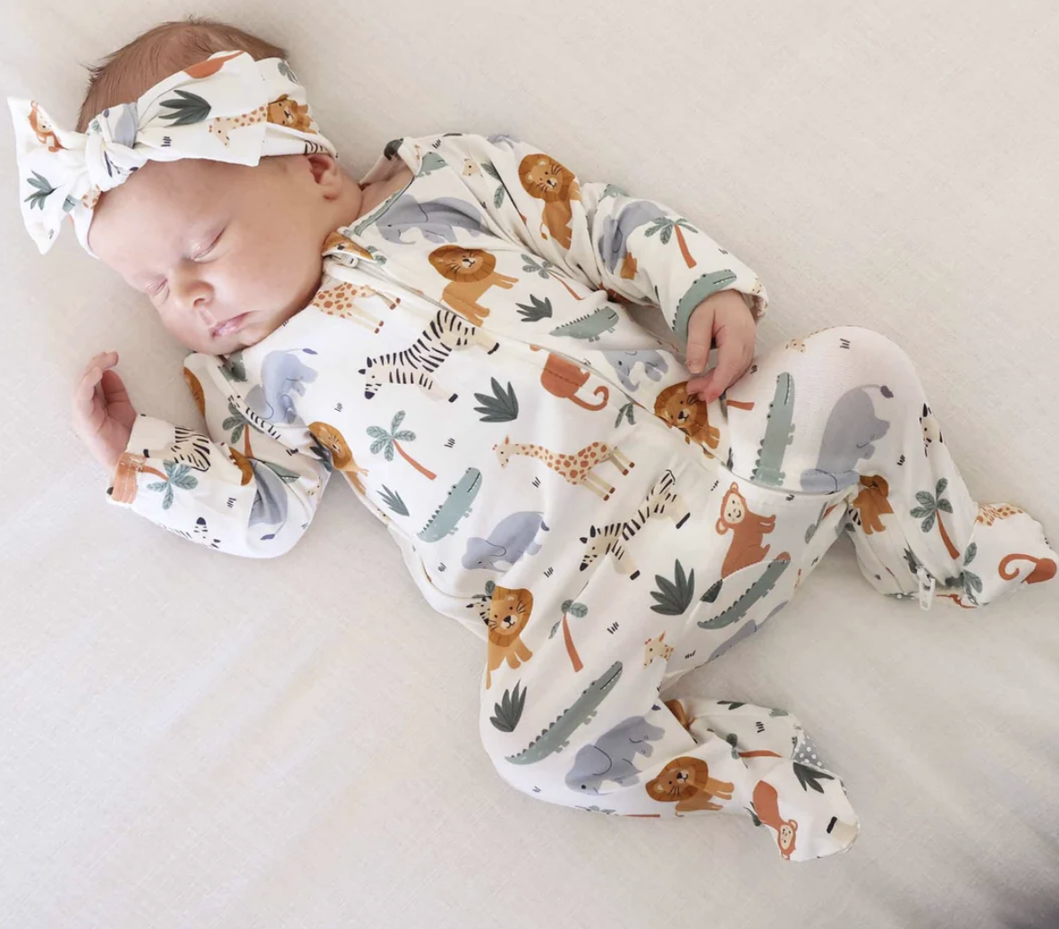 Caden Lane Safari Snuggles Baby Zipper Footie