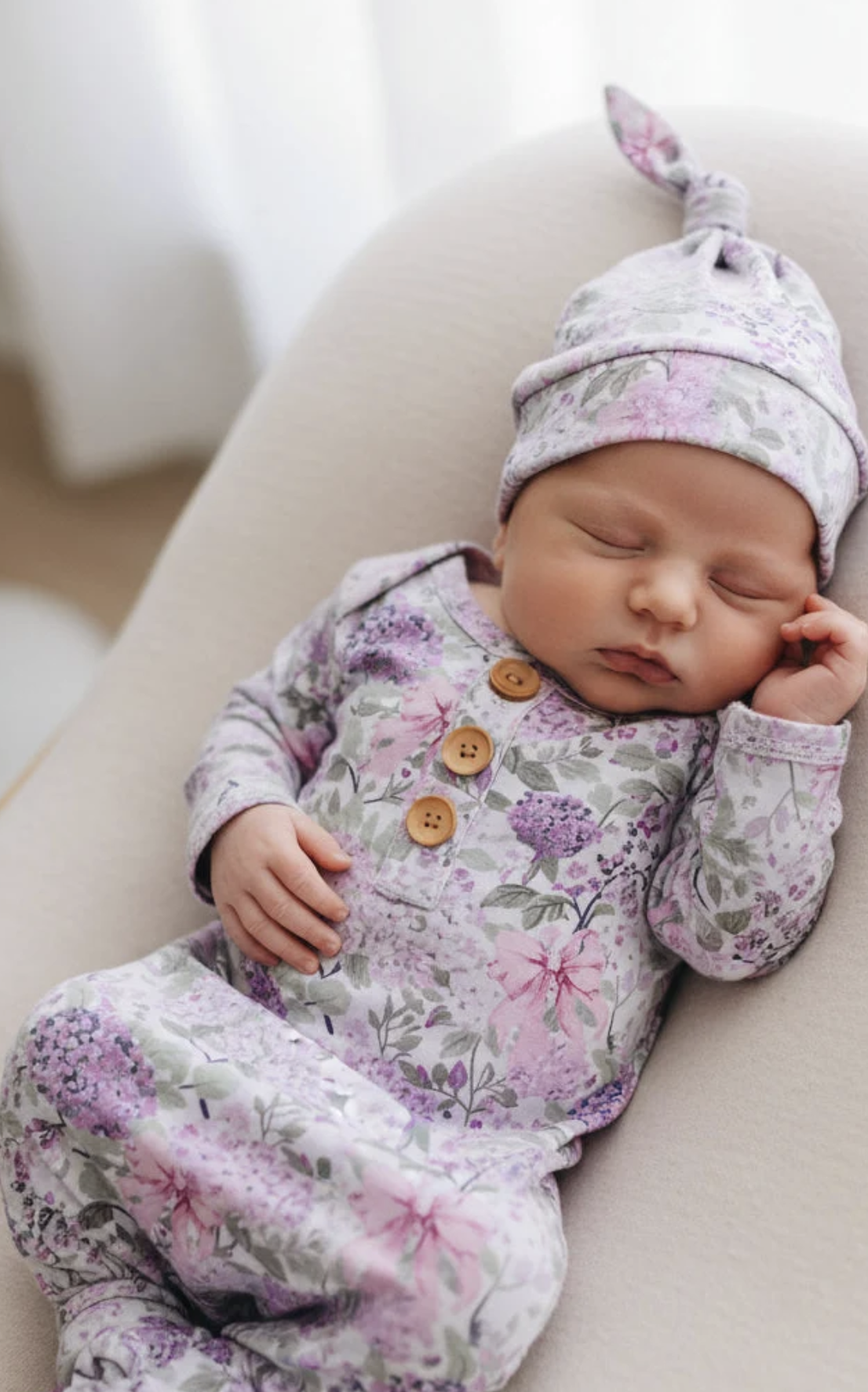 Caden Lane Lavender Lullaby NB Baby Knot Gown