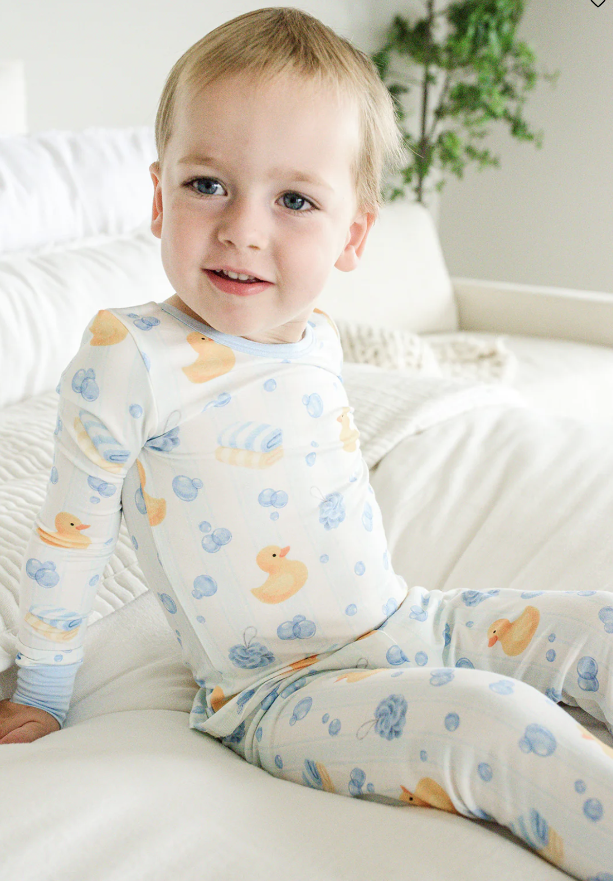 Caden Lane Bubble Duckies Blue Two Pc Pajama Set