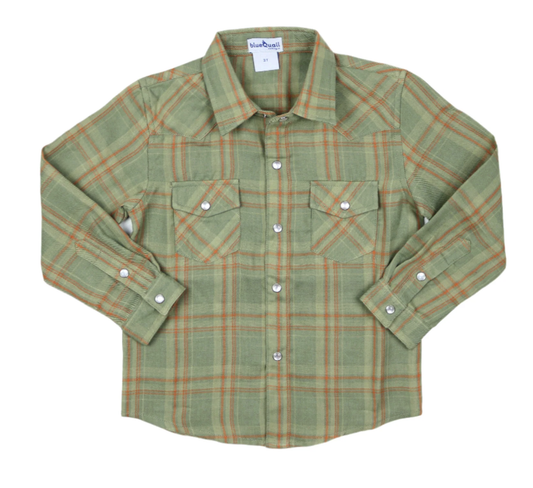 Blue Quail Deer Camp Plaid Flannel Pearl Snap LS Shirt