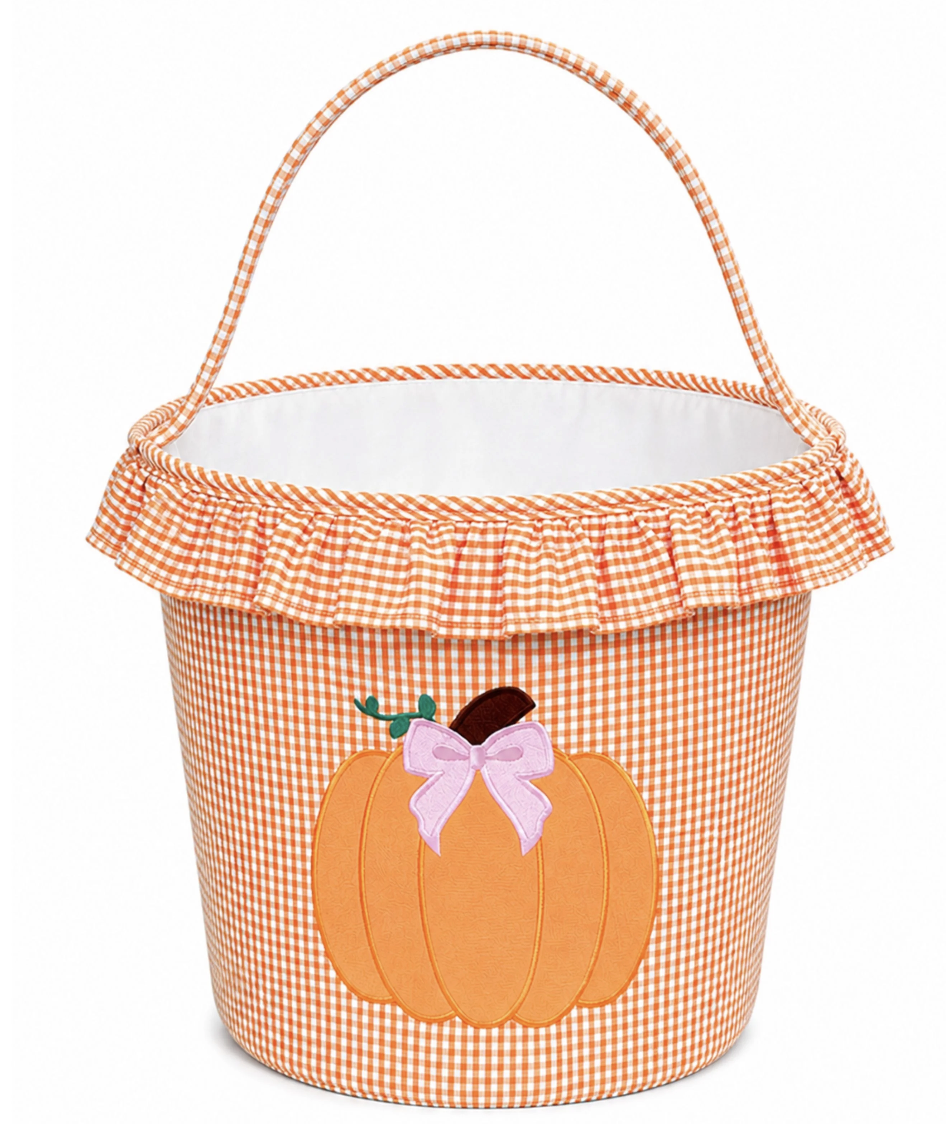 Bits & Bows Ruffled Pumpkin Trick or Treat Tote
