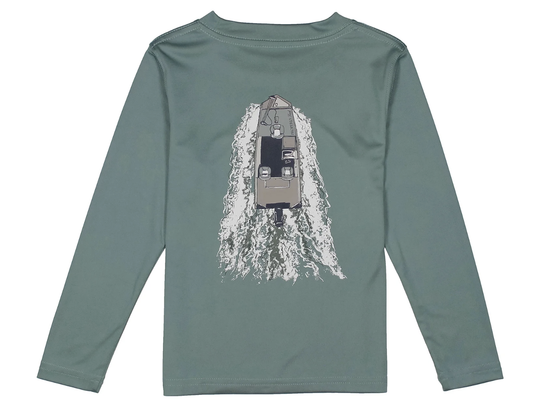 Properly Tied  Performance Tee LS On the Water - Steel Blue