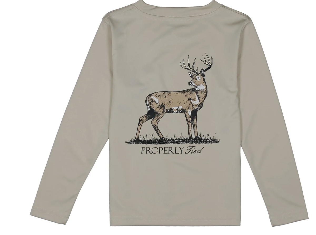 Properly Tied Performance Tee LS Whitetail - Linen
