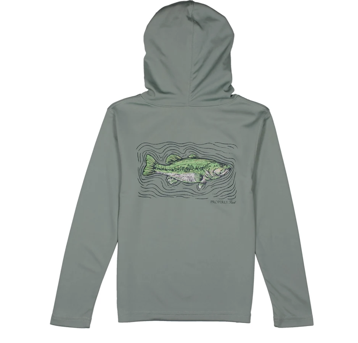 Properly Tied Shade Performance Hoodie Spotted Bass - Fog