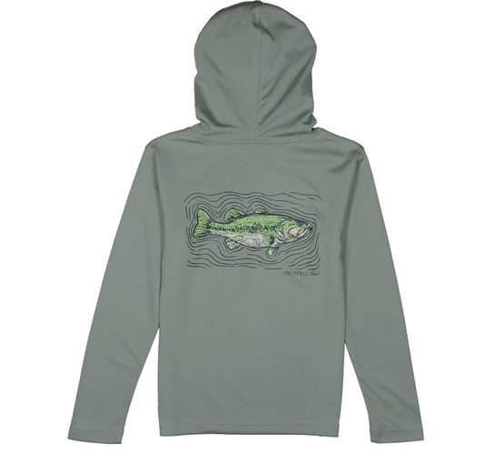 Properly Tied Shade Performance Hoodie Spotted Bass - Fog