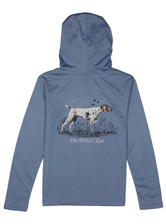Properly Tied Shade Performance Hoodie Pointer - Stone Blue