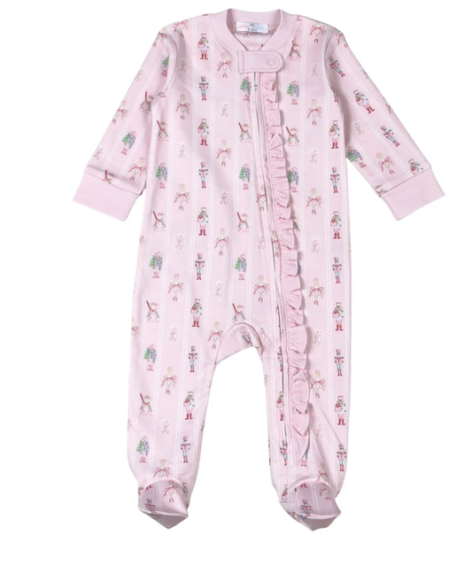 Baby Loren Pink Nutcracker Pima Zipper Footie