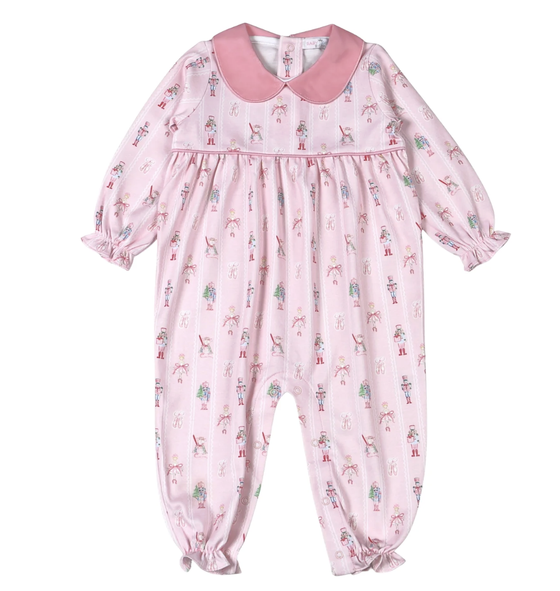 Baby Loren Pink Nutcracker Pima Scallop Collar Romper