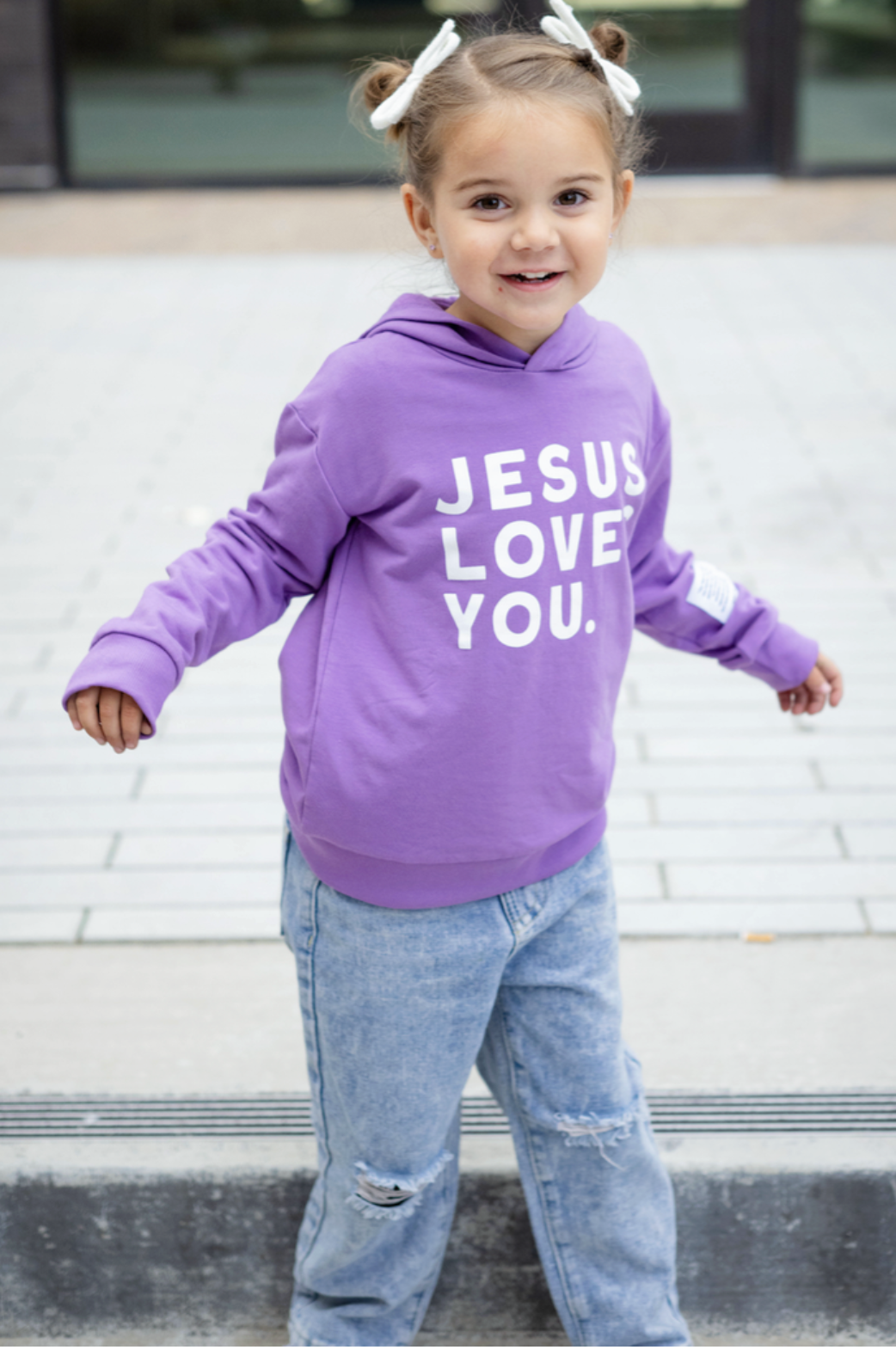 BRVE Jesus Loves You Kids Hoodie - Purple