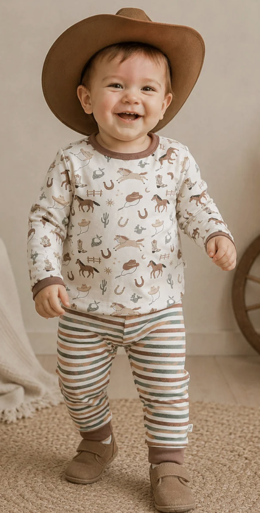Viverano Howdy Horse Baby Tee & Jogger Set