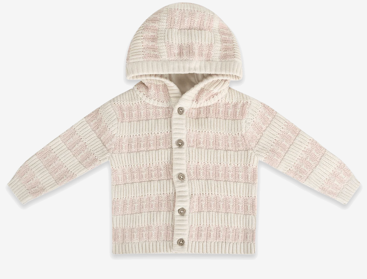 Viverano Textured Knit Baby Hooded Jacket - Pink