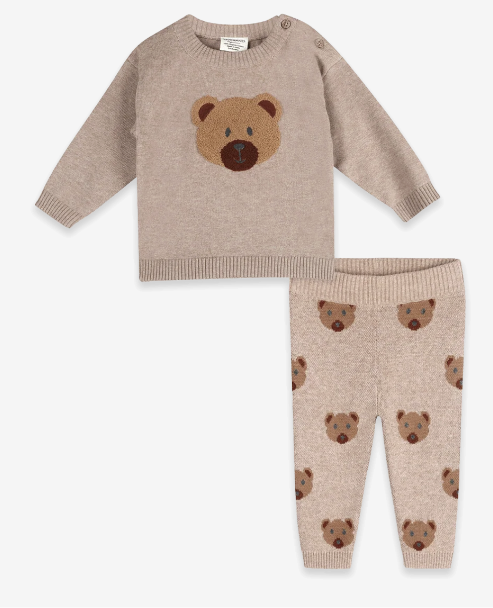 Viverano Bear Knit Baby Pant Set