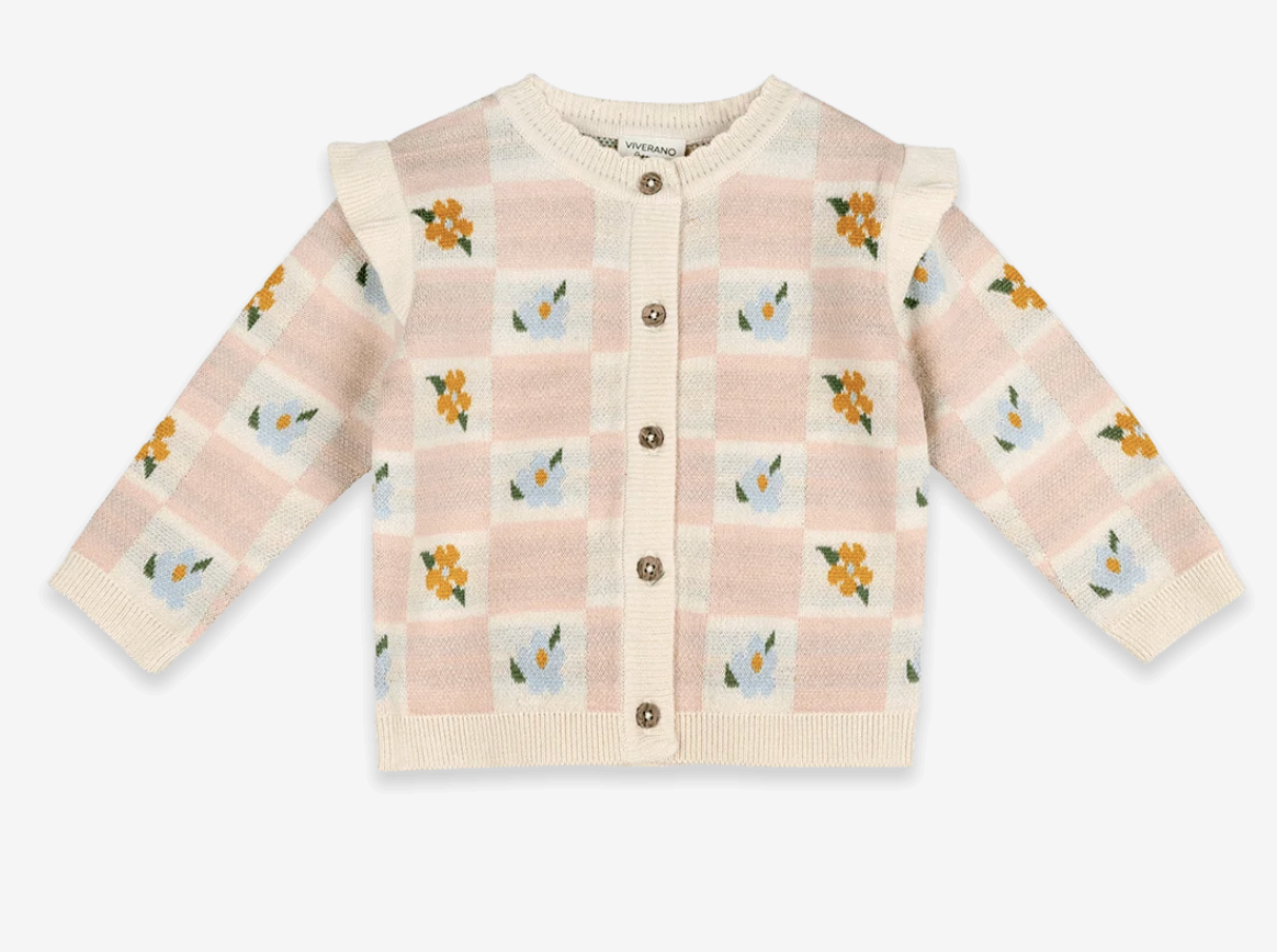 Viverano Mia Bouquet Jacquard Knit Baby Cardigan
