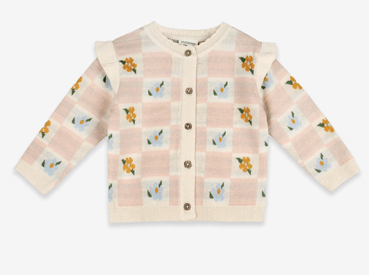 Viverano Mia Bouquet Jacquard Knit Baby Cardigan