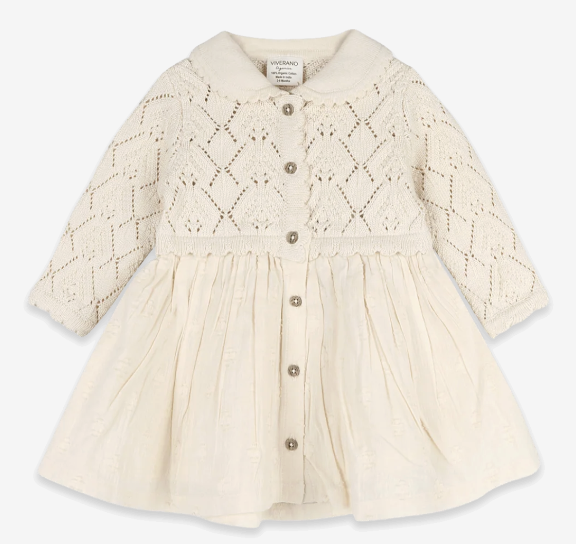 Viverano Phoebe Pointelle Knit Sweater Dress