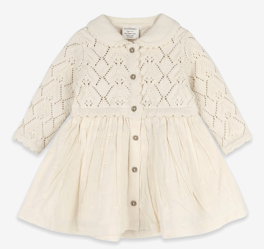 Viverano Phoebe Pointelle Knit Sweater Dress