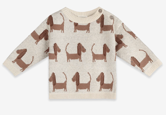 Viverano Doxie Dog Jacquard Knit Baby Pullover