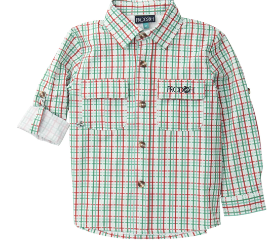 Prodoh Founders Kids LS Fishing Shirt - Holiday Plaid